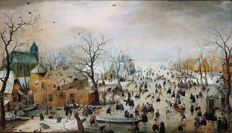 Winterlandschap met schaatsers Hendrick Avercamp