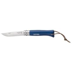 Alternative view of Opinel No 08 blauw met leren etui