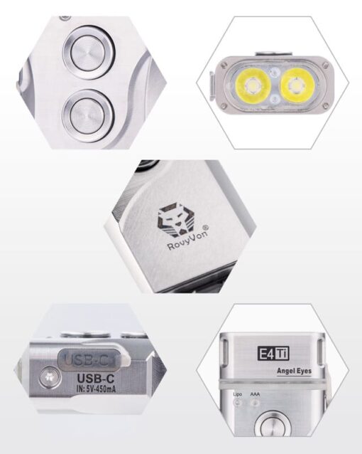 RovyVon Angel Eyes E4 Titanium EDC Zaklamp