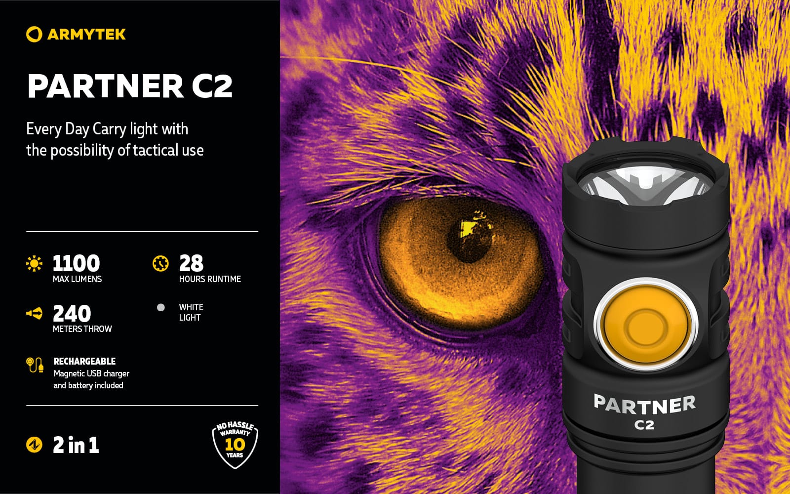 Armytek Partner C2 Magnet USB zaklamp 